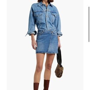 Maje Denim Wrap Mini Skirt Medium Wash